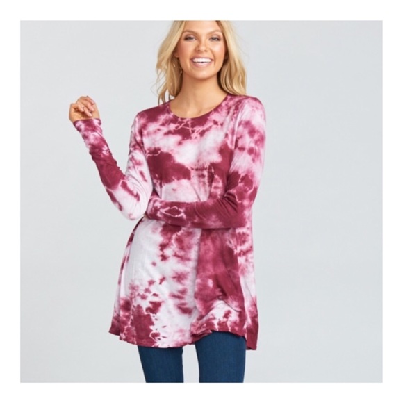 Show Me Your MuMu Tops - SMYM Mellow Red Tie Dye Tyler Tunic Small